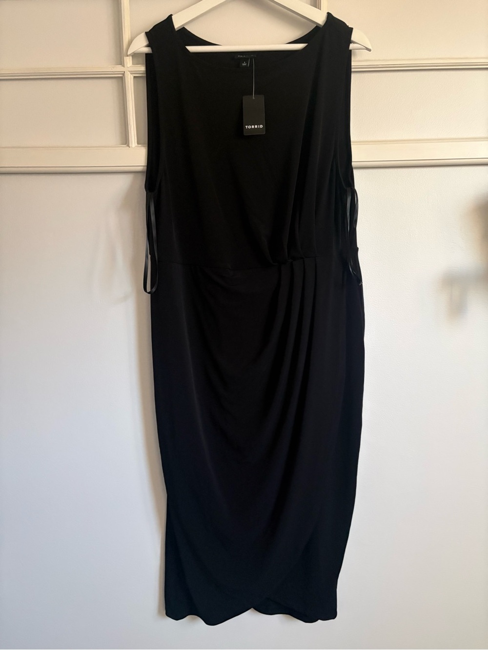 torrid Black Midi Sheath Dress with Side Rouching Detail NWT